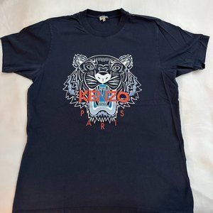 KENZO Tiger Logo Printed Short-Sleeved Men's Dark Blue Tshirt